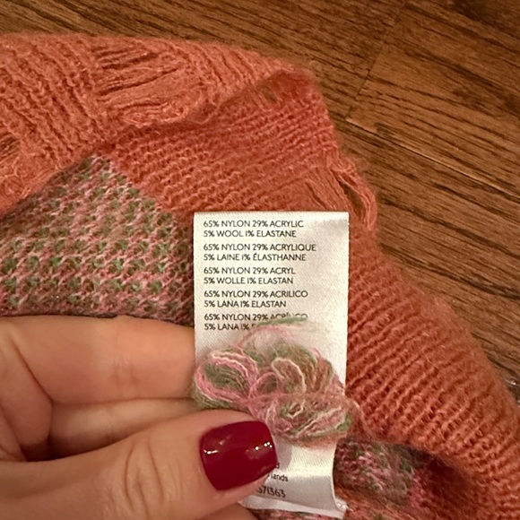 Anthropologie Pink and Orange Floral Sweater - Picture 8 of 8